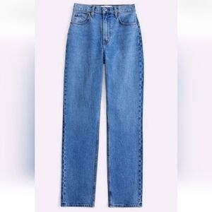 Abercrombie The 90s Slim Straight Ultra High Rise Jeans 30/10 Dark Wash Stretch